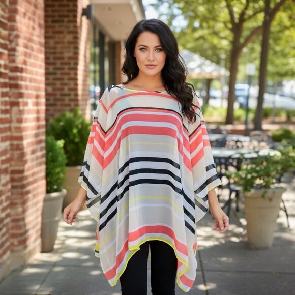 Calvin Klein Other - Calvin Klein Plus Size Multicolor Striped Swim Kaftan Cover-Up 3X